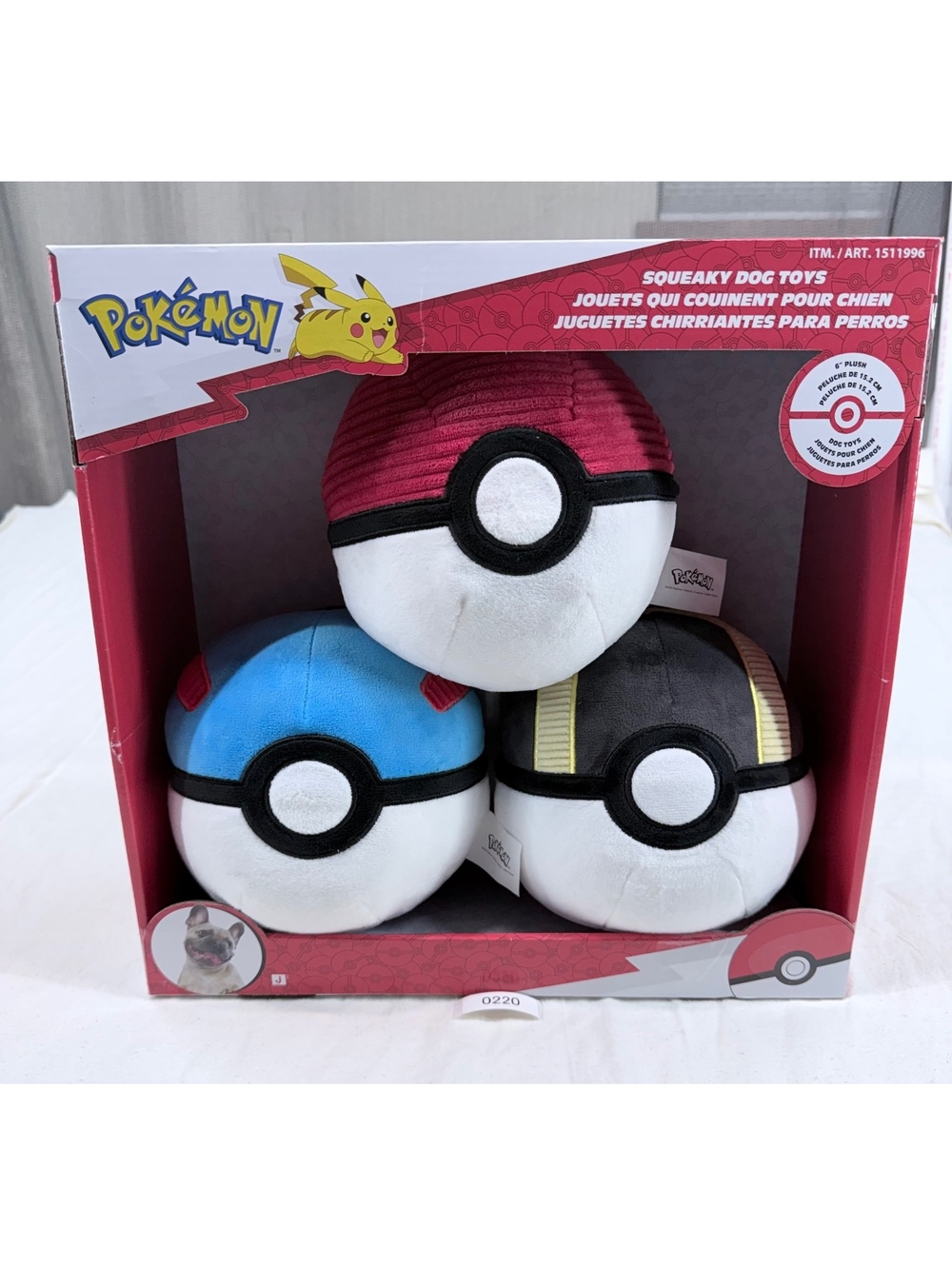 Pokémon Squeaky Dog Toys Set of 3 Plush Poké Ball Toys 6-inch Soft Lightweight